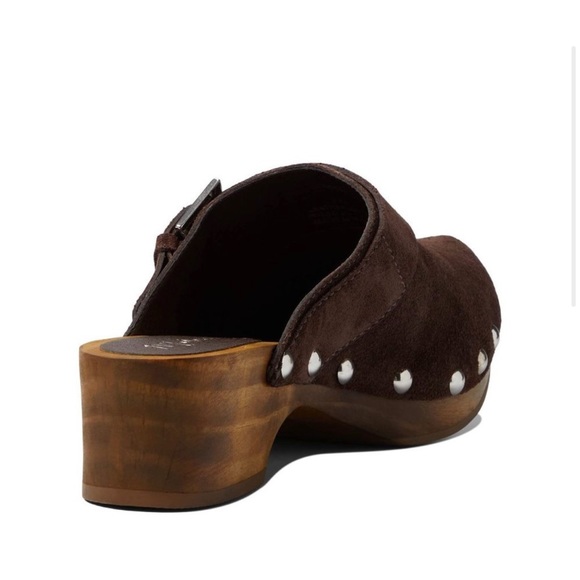 Matisse Boho London Chocolate Suede Clogs With Silver Hardware New in Box - Picture 6 of 13